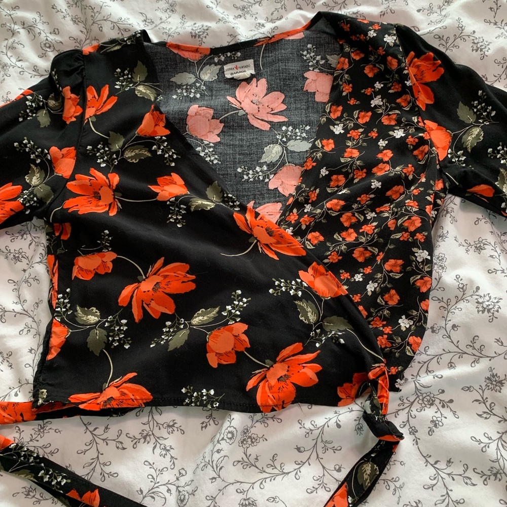 Floral wrap top